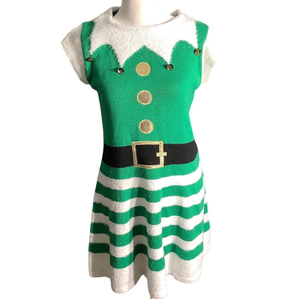 Holiday Time Christmas Elf Dress Girls M 8-10 — Festive, Novelty, Whimsical